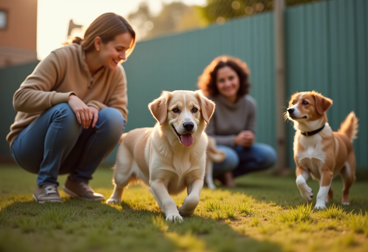Dogs in a shelter yard